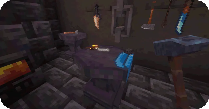 Striking the anvil with a forging hammer as progress fills